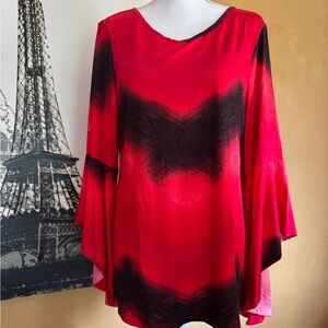 New Directions Vibrant Red and Black Top